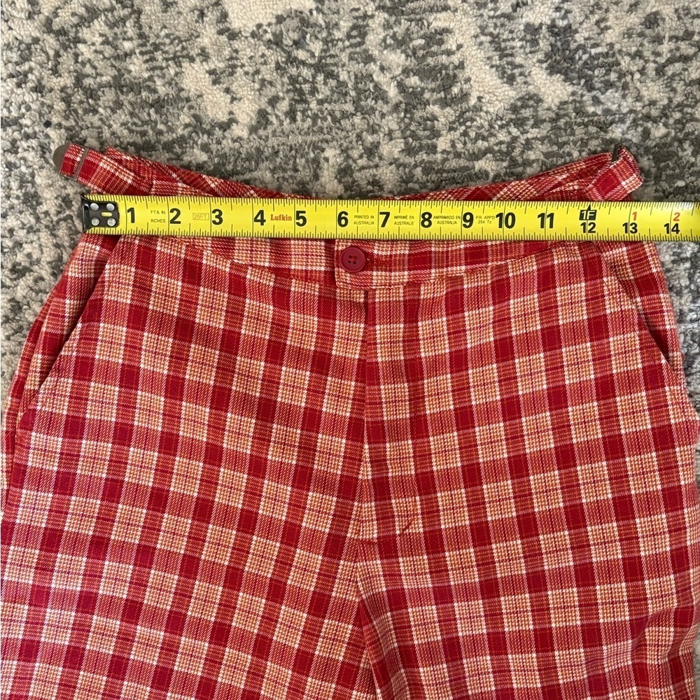 Brandy Melville Women's Red Orange Valentina Plaid Pants One Size - Picture 7 of 8